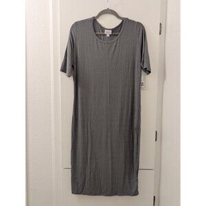 Lularoe Julia Ribbed Gray Short-Sleeve Dress XL Rayon/Spandex Blend